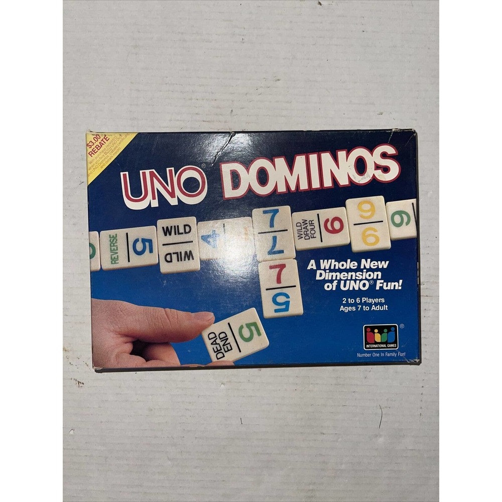 Vintage 1987 UNO Dominos by International Games-Includes All 81 Tiles & 6 Trays